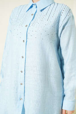 Omuzu Taş Sıralı Gömlek Mavi - Gömlek