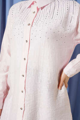Omuzu Taş Sıralı Gömlek Pembe - 500-700 TL Ürünler