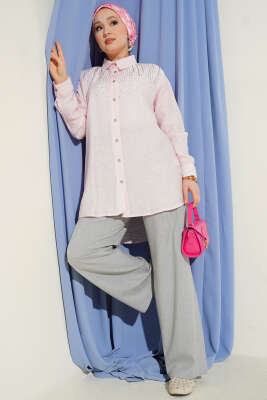Omuzu Taş Sıralı Gömlek Pembe - Gömlek