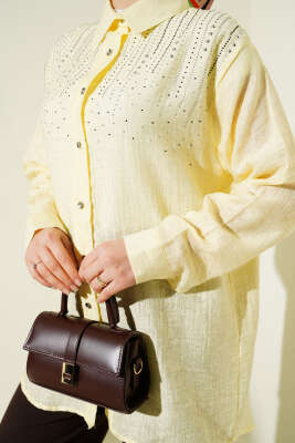 Omuzu Taş Sıralı Gömlek Sarı - Gömlek