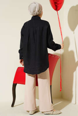 Omuzu Taş Sıralı Gömlek Siyah - Gömlek