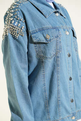 Omuzu Taşlı Cepli Kot Ceket Kot Mavisi - Ceket