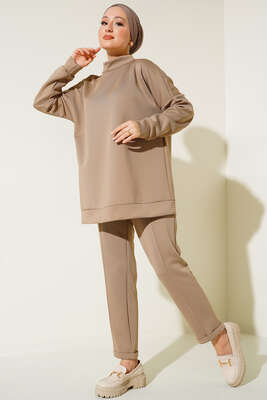 Omzu Çıtçıtlı Scuba İkili Takım Bej