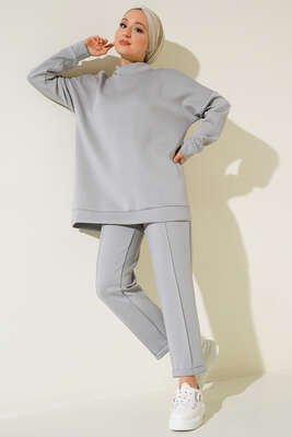 Omzu Çıtçıtlı Scuba İkili Takım Gri 