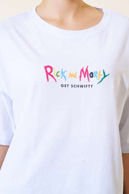 Ön Arka Baskılı T-shirt Beyaz - Kadın Giyim Modelleri