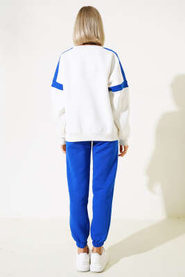 ON Baskılı Üç İplik Sweat İkili Takım Saks - Kadın Giyim Modelleri