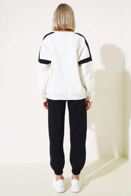 ON Baskılı Üç İplik Sweat İkili Takım Siyah - Kadın Giyim Modelleri