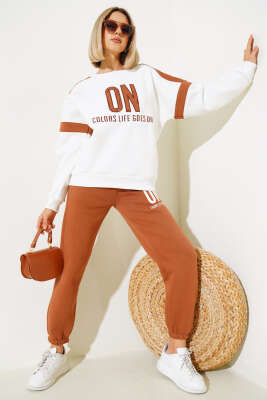 ON Baskılı Üç İplik Sweat İkili Takım Taba - YÖNE TEKSTİL