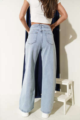 Ön Cep Pens Detaylı Kot Pantolon Buz Mavisi - Kadın Giyim Modelleri