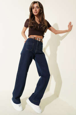 Ön Cepli Kemerli Kot Pantolon Kot - Kadın Giyim Modelleri