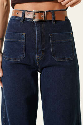 Ön Cepli Kemerli Kot Pantolon Kot - Kadın Giyim Modelleri