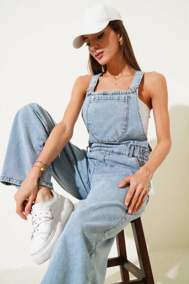 Ön Cepli Salaş Kot Slopet Mavi - Kadın Giyim Modelleri