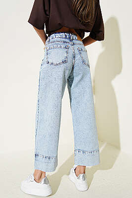 Ön Cepli Wide Leg Kot Pantolon Kar Açık - Kadın Giyim Modelleri