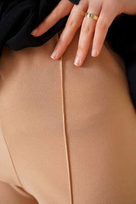 Ön Çımalı İspanyol Paça Pantolon Camel - Pantolon