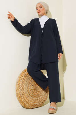 Önden Bağlamalı Keten İkili Takım Parlement 