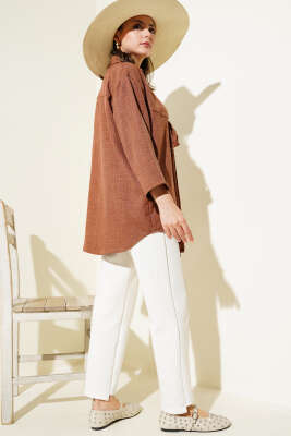 Önden Bağlamalı Kimono Kahve - 300-500 TL Ürünler
