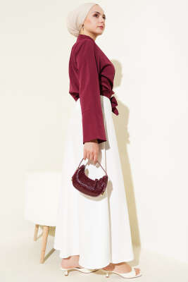 Önden Bağlamalı Kısa Gömlek Bordo - 300-500 TL Ürünler