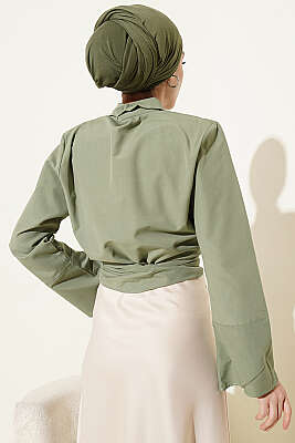 Önden Bağlamalı Kısa Gömlek Çağla Yeşili - Gömlek