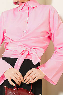 Önden Bağlamalı Kısa Gömlek Pembe - 300-500 TL Ürünler