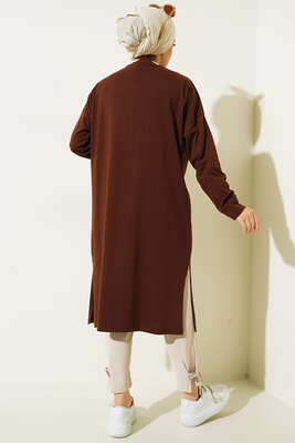 Only Limit Is You Baskılı Uzun Tunik Kahve - Tunik