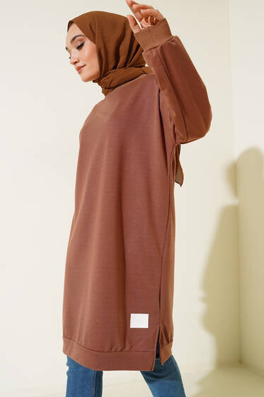 Önü Arma Detaylı Basic Uzun Tunik Taba - Tunik