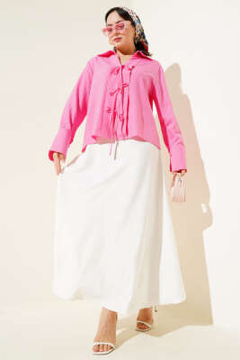 Önü Bağcık Detaylı Bluz Pembe - 300-500 TL Ürünler