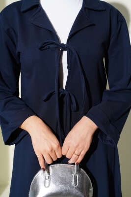 Önü Bağcık Detaylı Etekli İkili Takım Lacivert - İkili Takım