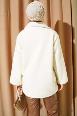 Önü Bağcıklı Keçe Ceket Ekru - Ceket