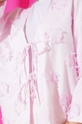 Önü Bağcıklı Püskül Detaylı Kimono Pembe - 500-700 TL Ürünler