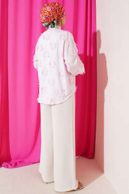 Önü Bağcıklı Püskül Detaylı Kimono Pembe - Dış Giyim&Mont