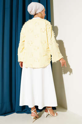 Önü Bağcıklı Püskül Detaylı Kimono Sarı - 500-700 TL Ürünler
