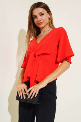 Önü Bağlamalı Bluz Alizarin - Kadın Giyim Modelleri