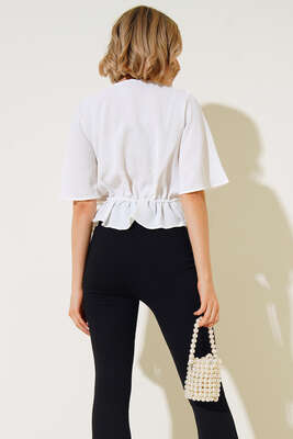 Önü Bağlamalı Bluz Beyaz - Kadın Giyim Modelleri