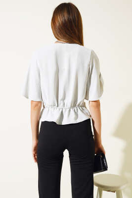 Önü Bağlamalı Bluz Gri - Kadın Giyim Modelleri