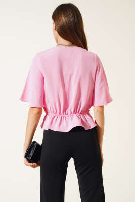 Önü Bağlamalı Bluz Pembe - Kadın Giyim Modelleri