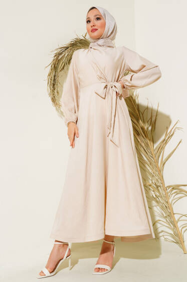 Önü Bağlamalı Elbise Taş - Tesettür Elbise