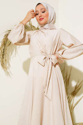 Önü Bağlamalı Elbise Taş - Tesettür Elbise