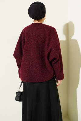 Önü Bağlamalı Keçe Kısa Ceket Bordo - Ceket