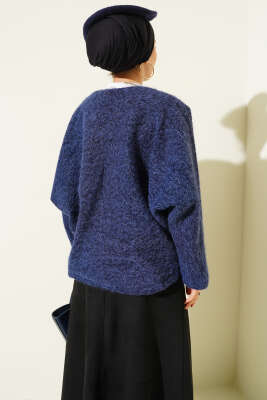 Önü Bağlamalı Keçe Kısa Ceket Lacivert - Ceket