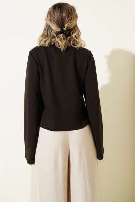 Önü Bağlamalı Kısa Hırka Acı Kahve - Hırka