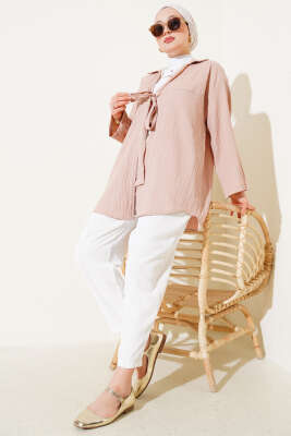 Önü Bağlamalı Krinkıl Kimono Bej - 300-500 TL Ürünler