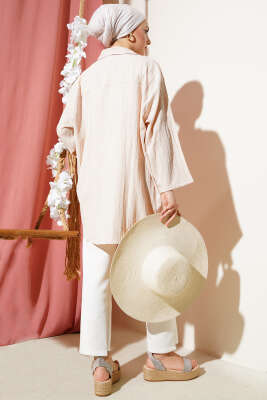 Önü Bağlamalı Krinkıl Kimono Krem - 300-500 TL Ürünler