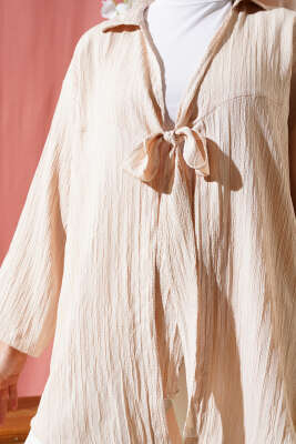 Önü Bağlamalı Krinkıl Kimono Krem - 300-500 TL Ürünler