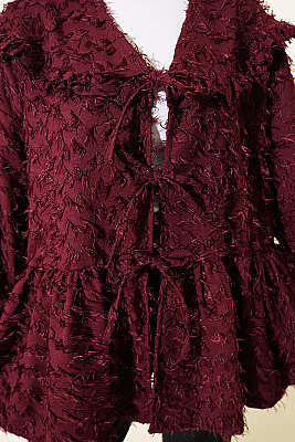 Önü Bağlamalı Püsküllü Kimono Bordo - Dış Giyim&Mont