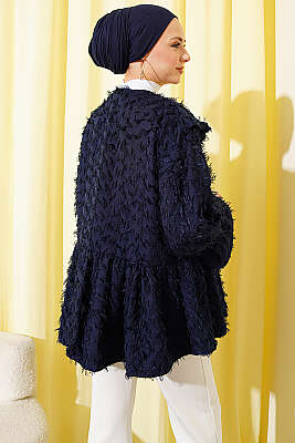 Önü Bağlamalı Püsküllü Kimono Lacivert - Dış Giyim&Mont