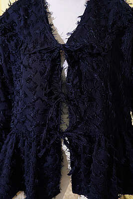 Önü Bağlamalı Püsküllü Kimono Lacivert - Dış Giyim&Mont