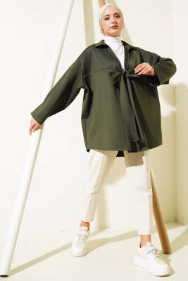 Önü Bağlamalı Scuba Kimono Haki - Yılın Fırsatı