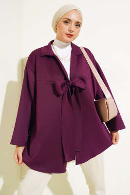 Önü Bağlamalı Scuba Kimono Mor - Yılın Fırsatı