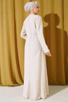 Önü Boydan Taşlı Büyük Beden Elbise Taş - Tesettür Elbise