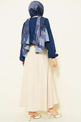 Önü Brit Düğmeli Bağlamalı Kısa Gömlek Lacivert - Gömlek